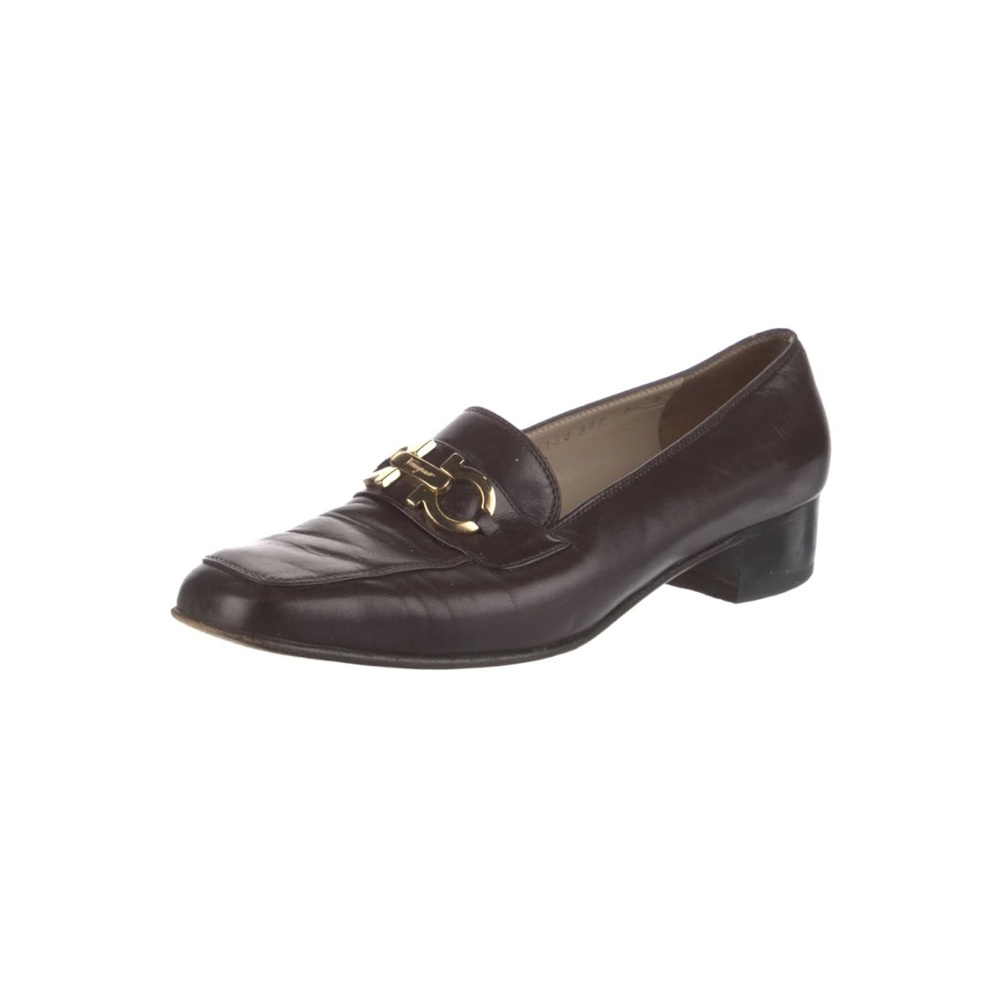 Salvatore Ferragamo Dark Brown Loafers with Gold Detail